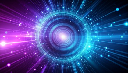 Stunning neon digital vortex with glowing light streaks for modern tech and science concepts, an eye-catching backdrop for innovation and future trends