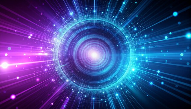 Stunning neon digital vortex with glowing light streaks for modern tech and science concepts, an eye-catching backdrop for innovation and future trends