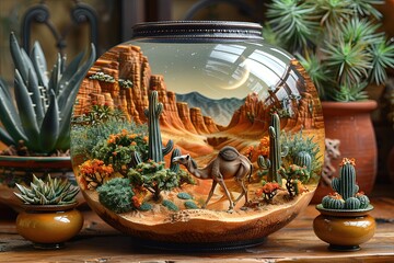 Desert Terrarium: Camel, Cactus, Canyon Decor