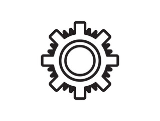 Minimal Design 2D Gear Icon Vector Illustration