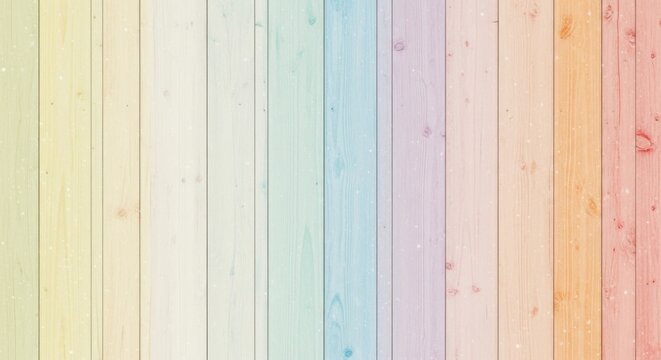 Soft pastel rainbow stripes on a textured wooden surface creating a gentle and inviting background