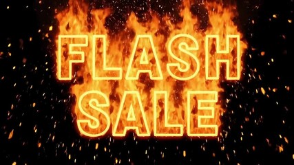 Flash sale now hot deals limited time offer discount prices promotion burning fire animation ninety six on transparent background