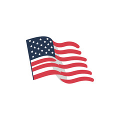 Fototapeta premium American Flag Illustration Patriotic Waves on White