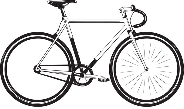 Minimalist Black Bicycle 2D Vector Line Art Design