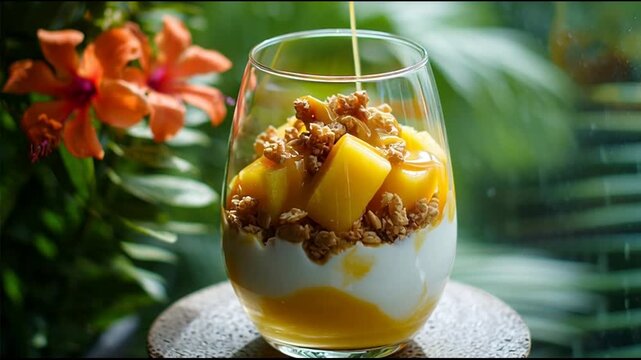 Mango Yogurt Parfait With Tropical Drizzle