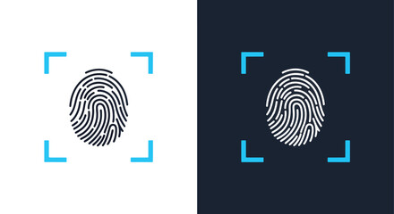 Fingerprint scan with blue target points - Vector icon symbol for website - Icon vector - Blue icon vector - Line and glyph solid icon and logo template