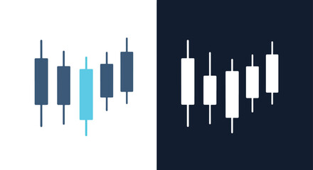 Candlestick chart with bullish and bearish trends - Vector icon symbol for website - Icon vector - Blue icon vector - Line and glyph solid icon and logo template
