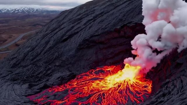 Volcanic Eruption in Iceland with Molten Lava Burst &ndash; Dramatic Nature Video