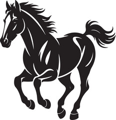 Black running horse vector silhouette illustration perfect for farm and wild animal design art