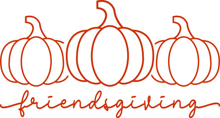 Friendsgiving Thanksgiving typography clip art design on plain white transparent isolated background for card, shirt, hoodie, sweatshirt, apparel, card, tag, mug, icon, poster or badge