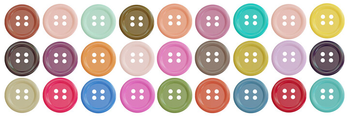 colorful buttons set 3D rendering