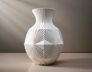 white vase with geometric design