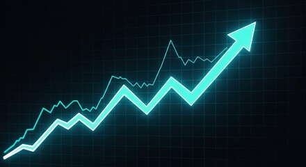 Glowing financial graph showing positive upward trend and growth