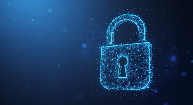 Digital technology padlock for protection data network internet security concept