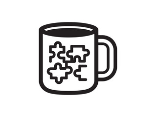 White Puzzle Pieces Coffee Mug Icon Circle Vector