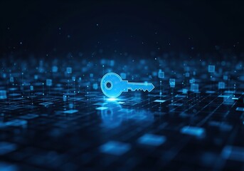 Digital security key icon on abstract technology background design