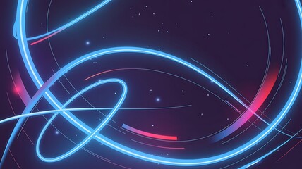 Swirling Neon Blue Light Trails Against Dark Cosmic Background abstract