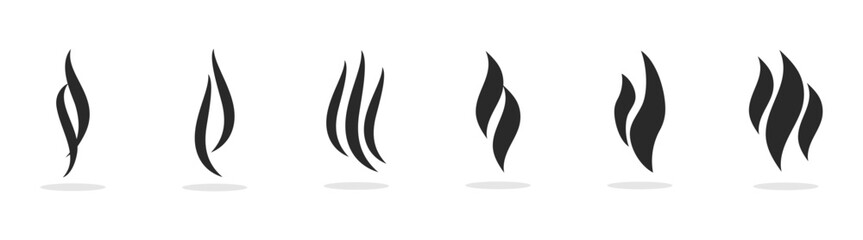 Obraz premium Smoke and Steam Icon Set with Hot Aroma, Heat, Fume, and Fragrance Symbols on Transparent Background