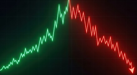 Financial chart showing growth followed by sharp market crash