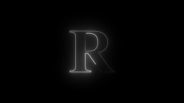 Animated Neon Alphabet R Letter Glowing Text Icon Animation Neon Light Effect Motion Graphic Bright Neon Typography Futuristic Neon Sign Shining Alphabet Animation for Stock Footage Upload