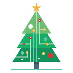 Vector illustration of technological sensor circuit board future innovation Christmas tree