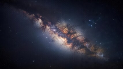 Fototapeta premium A vibrant cosmic display showcasing a spiral galaxy filled with stars, dust, and bright nebulae