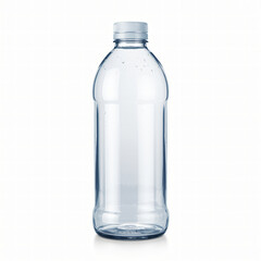 Transparent blue tinted plastic water bottle with screw cap isolated on studio background