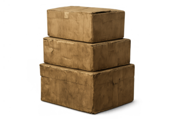 Stacked cardboard boxes representing shipping, delivery, moving, storage, and e-commerce for a brown packaging concept