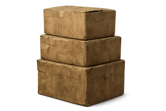 Stacked cardboard boxes representing shipping, delivery, moving, storage, and e-commerce for a brown packaging concept