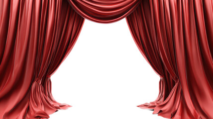 red cinnema velvet curtain isolated on white or transparent png