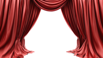 red cinnema velvet curtain isolated on white or transparent png