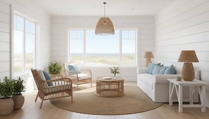 Modern living room interior design with luxury furniture, light wood floor, sofa, and fireplace