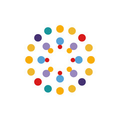 Colorful Circle Pattern Abstract Dots on White Background