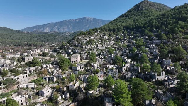 Old Greek stone houses of Kayak&ouml;y standing silent under the summer sun