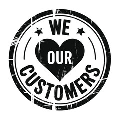 We love our customers heart stamp emblem
