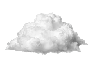 Fluffy white cumulus cloud isolated on a transparent background, perfect as a versatile design element. Ideal for weather illustrations, sky composites, or creative projects. High-quality PNG.