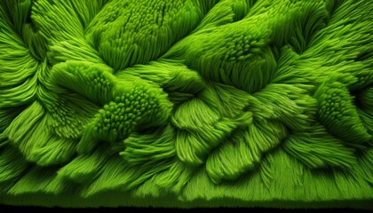 a detailed close up of an eye catching vibrant green carpet the texture of the carpet is visible and the color is a bright inviting green