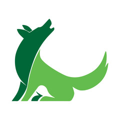 Green Howling Wolf Design