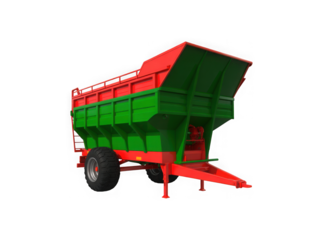 Agricultural forage wagon with green and red body isolated on transparent background