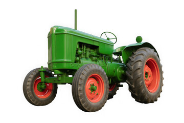 Obraz premium Classic green tractor with orange wheels isolated on transparent background