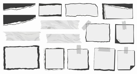 Collection of torn paper pieces with various shapes and sizes.
