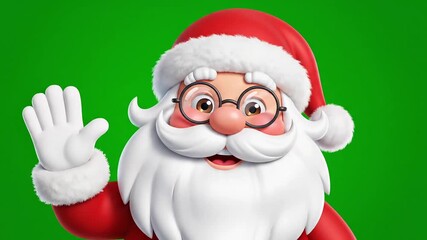 Jolly Santa Claus winks with playful cheer in a dynamic holiday animation for festive marketing, spreading Christmas joy and seasonal greetings