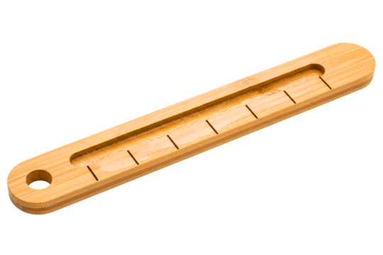 Wooden slotted kitchen organizer for holding small items isolated on transparent background