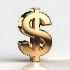 Golden dollar sign symbol on white background for money and finance business illustration