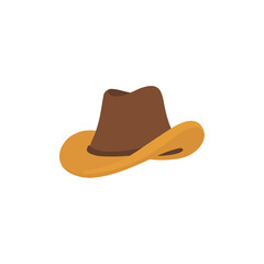 Flat Cowboy Hat Illustration on White Background