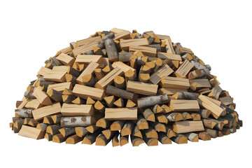 Pile of firewood logs ready for winter heating and fireplace fuel storage