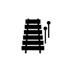 Wooden Xylophone or Marimba Percussion Icon with Mallets
