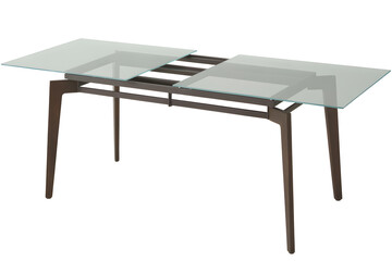 Shop modern extendable glass top dining table with wood legs for home decor