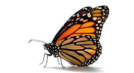 Monarch butterfly close up isolated on white background
