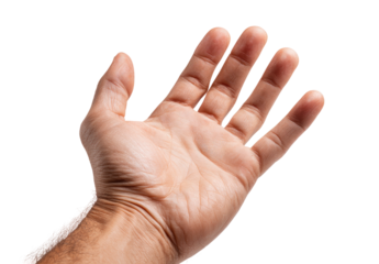 Close-up of a human hand, palm facing outward